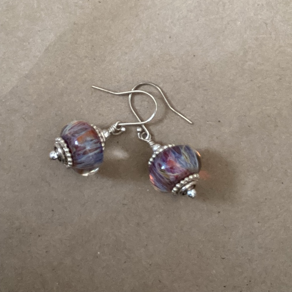 Sale - Beautiful Artisan Lampwork Glass Sterling Silver Earrings